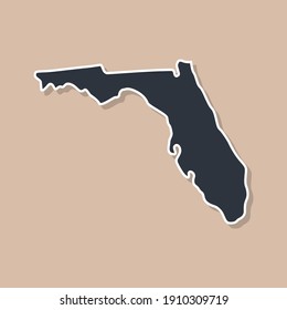 United States of America, Florida state borders, Florida border map. Political borders of the USA Florida state.