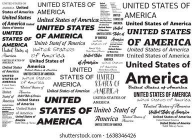 United States of America font pattern black letters white background 