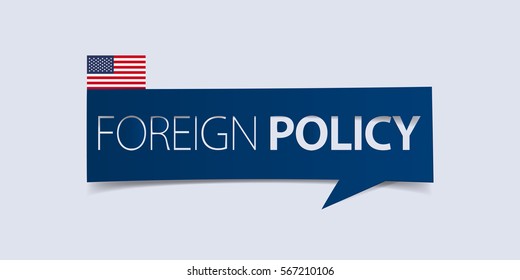 United States Of America Foreign Policy Banner Isolated On Light Blue Background. Banner Design Template. Vector Illustration.