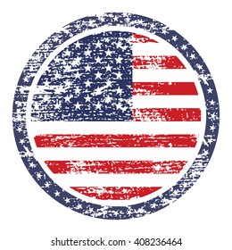 United  States of America grunge flag on button stamp