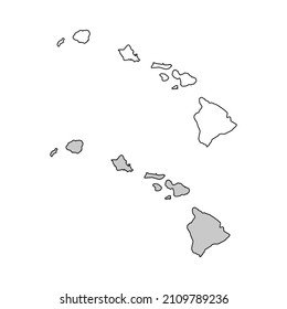 United States of America, Hawaii state, map borders of the USA Hawaii state.