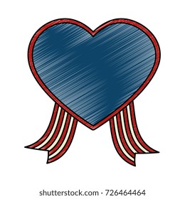 united states of america with heart emblem frame