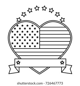 united states of america with heart emblem frame