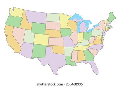 United States of America - Highly detailed editable political map.