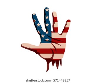 United States Of America Humanity Freedom Illustration - American Hand Seeking For Help