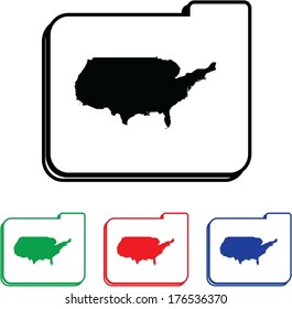 United States of America Icon Illustration with Four Color Variations