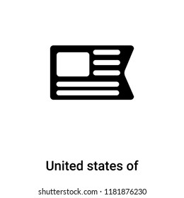 United states of america icon vector isolated on white background, logo concept of United states of america sign on transparent background, filled black symbol