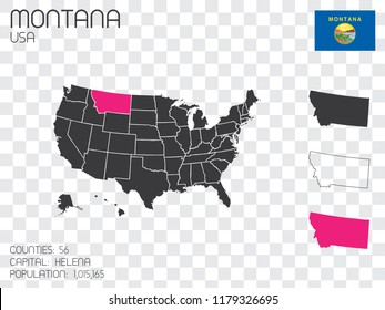 A United States of America Illustration with the Selected State of Montana