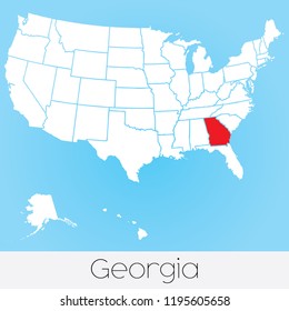 A United States of America Illustration with the Selected State of Georgia
