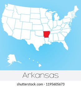 A United States of America Illustration with the Selected State of Arkansas