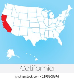 A United States of America Illustration with the Selected State of California