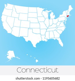 A United States of America Illustration with the Selected State of Conneticut