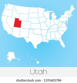 A United States of America Illustration with the Selected State of Utah