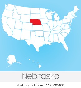 A United States of America Illustration with the Selected State of Nebraska