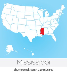 A United States of America Illustration with the Selected State of Mississippi