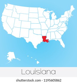 A United States of America Illustration with the Selected State of Louisiana