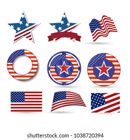 United States of America Independence Day icon set.