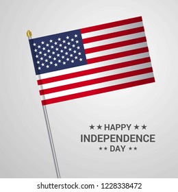 United States of America Independence day typographic design with flag vector