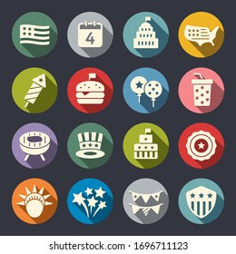 United States of America Independence Day, 4th of July vector icons