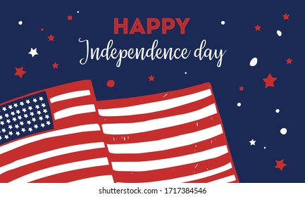 United States of America Independence day design template with country flag. Hand drawn vector sketch illustration