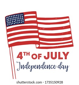 United States of America Independence day design template with country flag. Hand drawn vector sketch illustration
