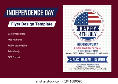
United states of america independence day. USA Independence day design template for independence day.  4th july Happy independence day flyer design template