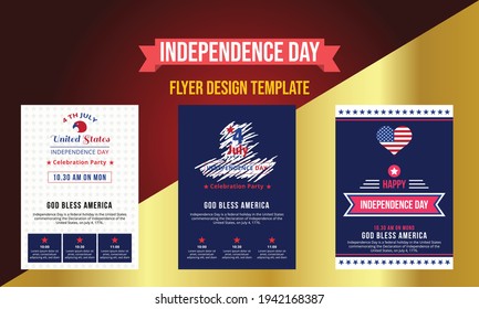United states of america independence day. USA Independence day design template for independence day.  4th july Happy independence day flyer design template