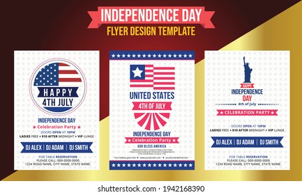 United states of america independence day. USA Independence day design template for independence day.  4th july Happy independence day flyer design template