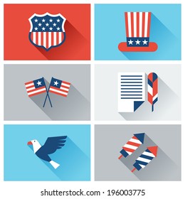 United States of America Independence Day icon set.