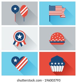 United States of America Independence Day icon set.