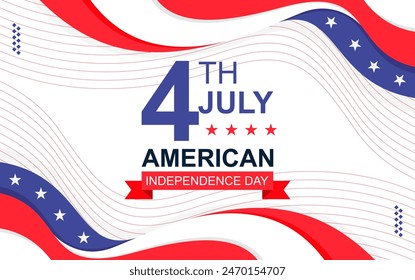 United States of America Independence Day greeting banner design for July 4th with a star vector pattern	