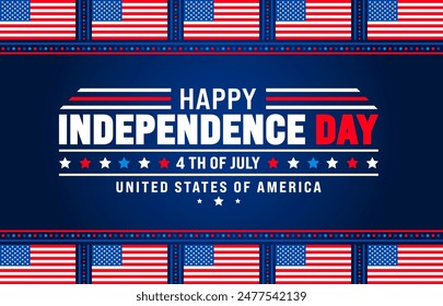 United States of America Independence Day Celebration background. 4th of July happy independence day background or banner design template with unique shape and USA flag vector.