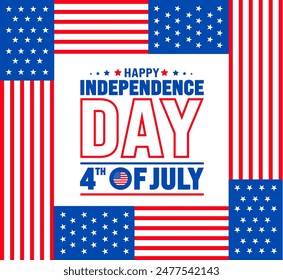 United States of America Independence Day Celebration background. 4th of July happy independence day background or banner design template with unique shape and USA flag vector.