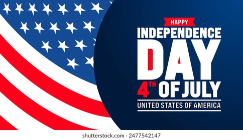 United States of America Independence Day Celebration background. 4th of July happy independence day background or banner design template with unique shape and USA flag vector.