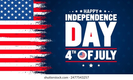 United States of America Independence Day Celebration background with paint brush stroke USA flag vector. 4th of July happy independence day background or banner design template with unique brush.