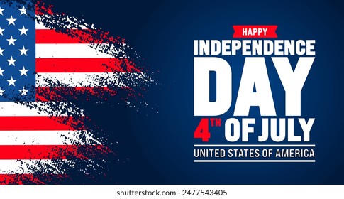 Vereinigte Staaten von Amerika Unabhängigkeitstag Feier Hintergrund mit Pinselstrich USA Flagge Vektorgrafik. 4. Juli Happy Independence Day Hintergrund oder Banner Design Vorlage mit einzigartigem Pinsel.