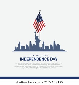 United States of America Independence Day. USA Independence Day creative banner, poster, social media post, template, background, greetings card, post card design etc.