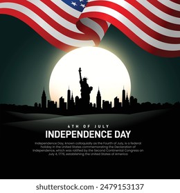 Día de la Independencia de los Estados Unidos. ANUNCIO creativo del Día de la Independencia de Estados Unidos, afiche, publicación en redes sociales, Plantilla, fondo, tarjeta de felicitación, diseño de postal, etc.