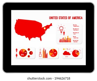 United States Of America Infographics On Black Business Tablet In iPad Style
