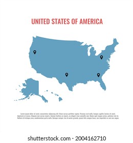 United States of America isolated map and state territory. USA political map illustration template. geographic banner design