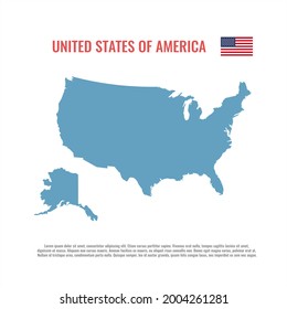 United States of America isolated map and state territory. USA political map illustration template. geographic banner design