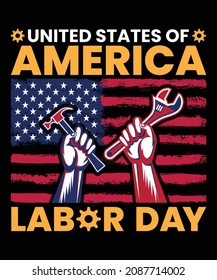 United States Of AMERICA Labor Day T-Shirt Design