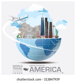 United States Of America Landmark Global Travel And Journey Infographic Vector Design Template