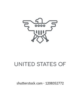 United states of america linear icon. United states of america concept stroke symbol design. Thin graphic elements vector illustration, outline pattern on a white background, eps 10.