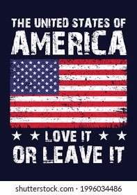 The united states of america love it or leave it usa patriot t-shirt design