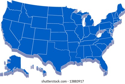 united states of america map in 3D vector design