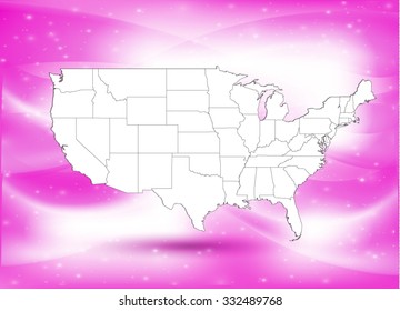 United States of America - Map & Background - Vector Illustration