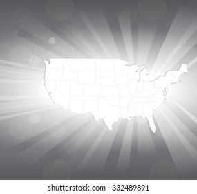 United States of America - Map & Background - Vector Illustration