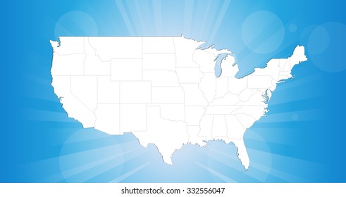 United States of America - Map & Background - Vector Illustration