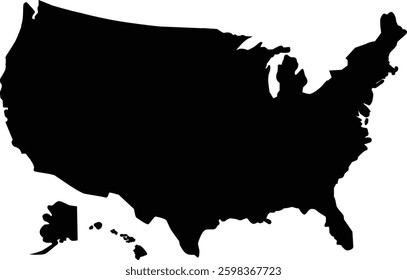 United States Of America Map Black in Ilustration Vector 